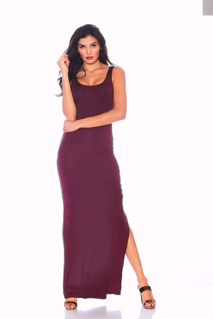FOREVER MAXI TANK DRESS- WINE