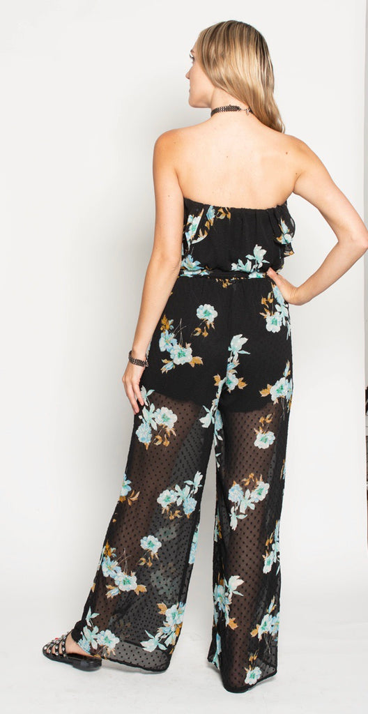 FOREVER JUMPSUIT BLACK CHIFFON PRINT