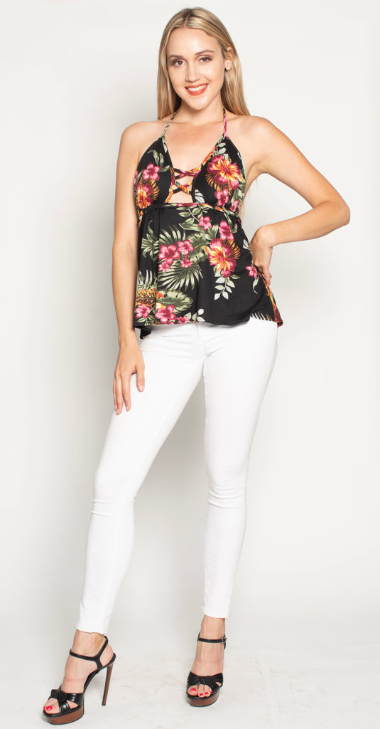MALIBU HALTER TOP- TROPICANA