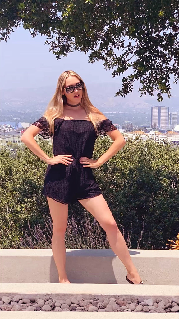 MALIBU ROMPER- BLACK CROCHET