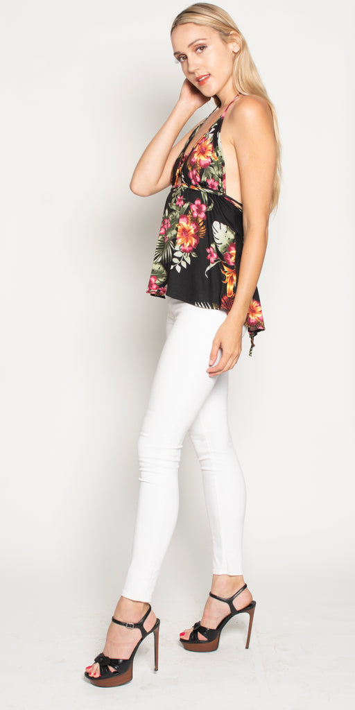 MALIBU HALTER TOP- TROPICANA